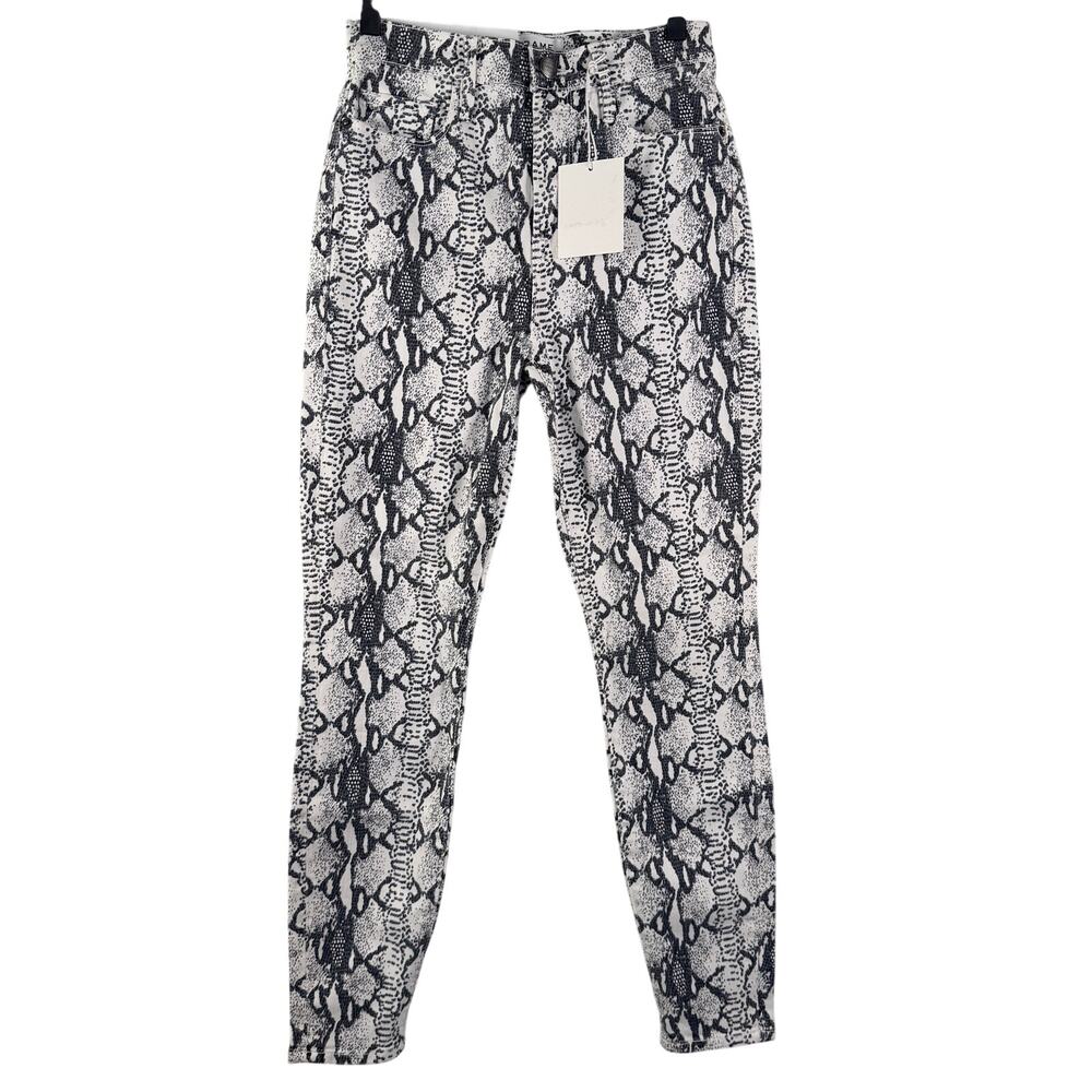 FRAME NWT Ali High Rise Cigarette Snakeskin Print Jeans Skinny Denim Grey 24